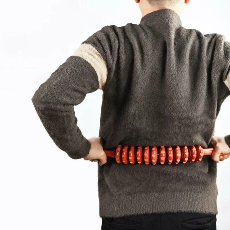 Wooden Grooved Fascia Roller for Deep Tissue Body Massage