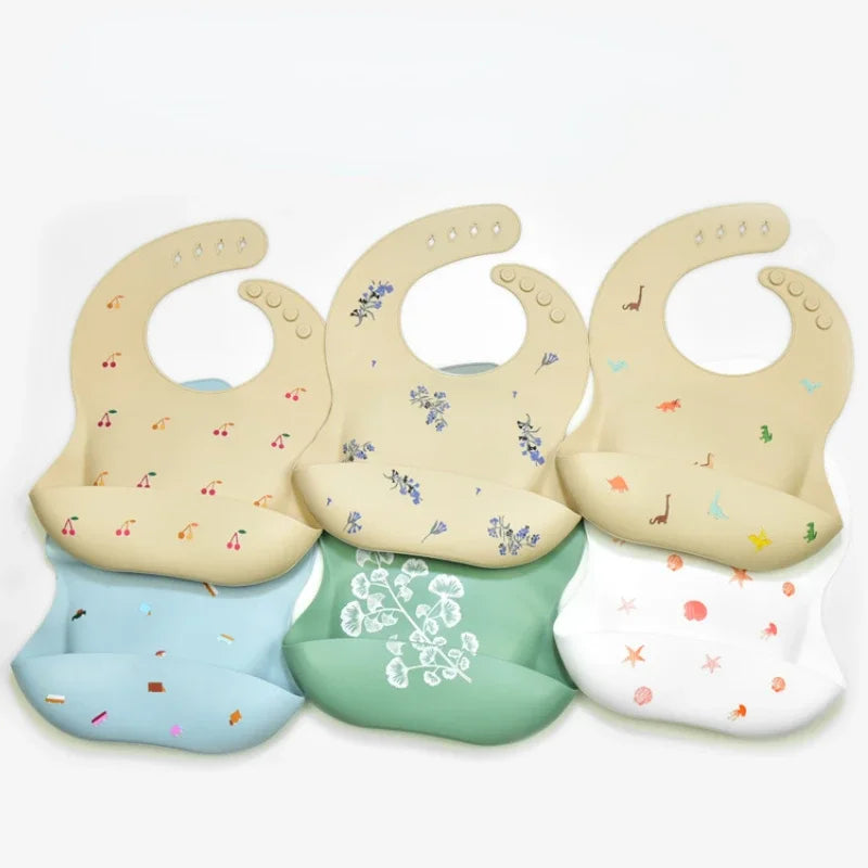 Baby Silicone Bibs, BPA-Free Waterproof Adjustable
