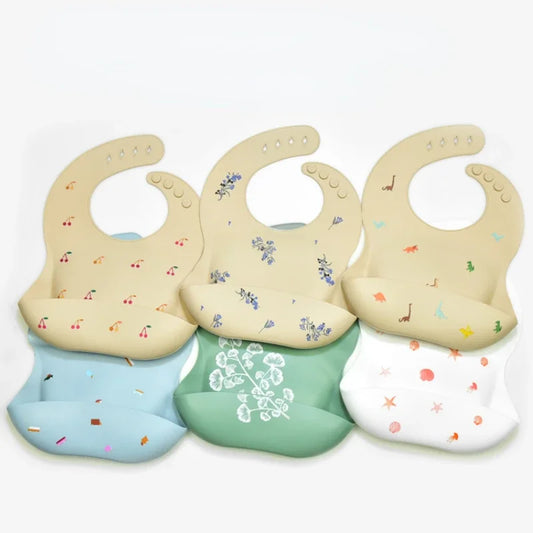 Baby Silicone Bibs, BPA-Free Waterproof Adjustable