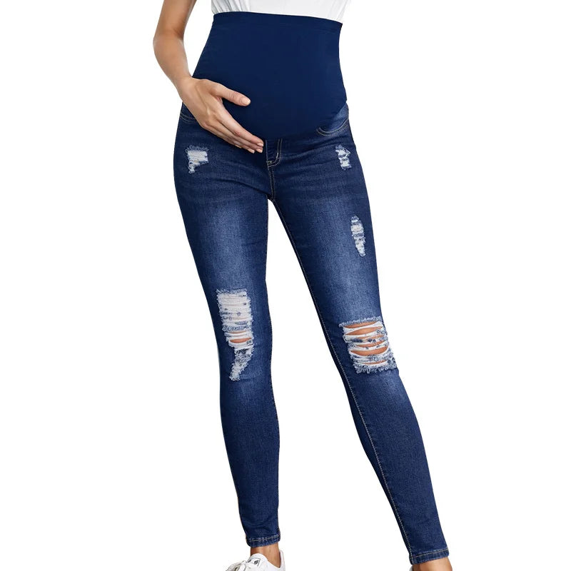 Maternity High Waist Elastic Hip-Lifting Jeans