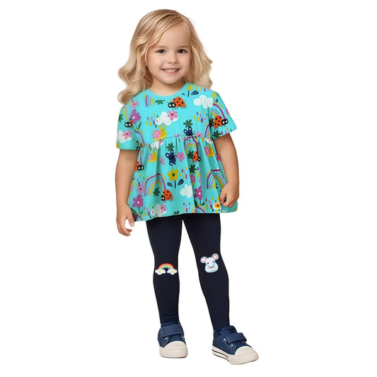 Kids Boutique Rainbow Summer Outfit Set (Tops + Pants)