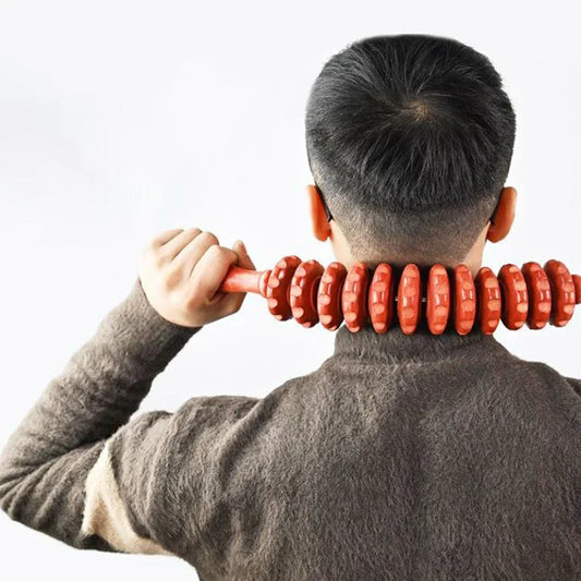 Wooden Grooved Fascia Roller for Deep Tissue Body Massage