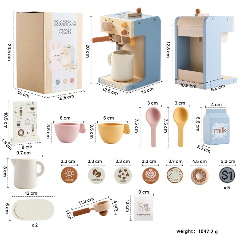 Wooden Coffee Machine Pretend Play Toy