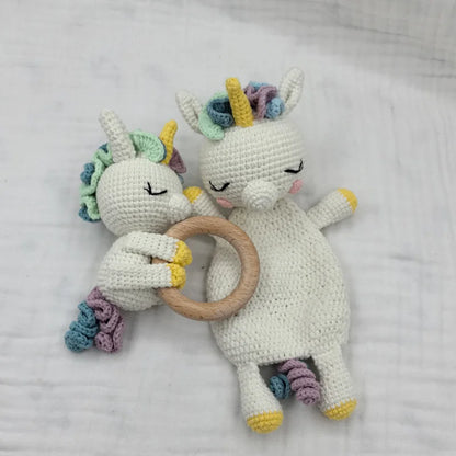 Knitted Lovely Animal Rattle Baby Comforter