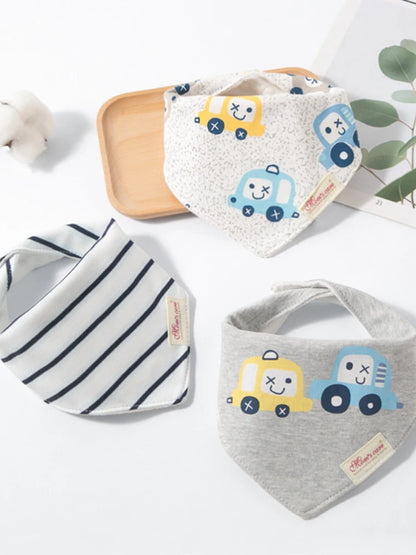 Comfy & Adjustable 3-Pack Cotton Baby Feeding Bibs