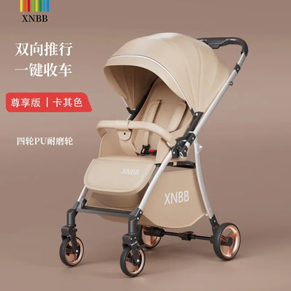 New One-Button Folding Stroller with Shock Absorption