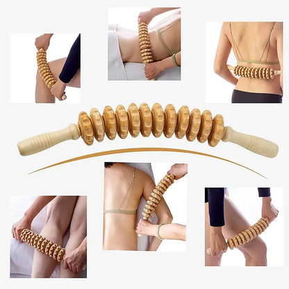 Wooden Fascia Roller Massager | Anti-Slip Muscle Relief for Legs & Back