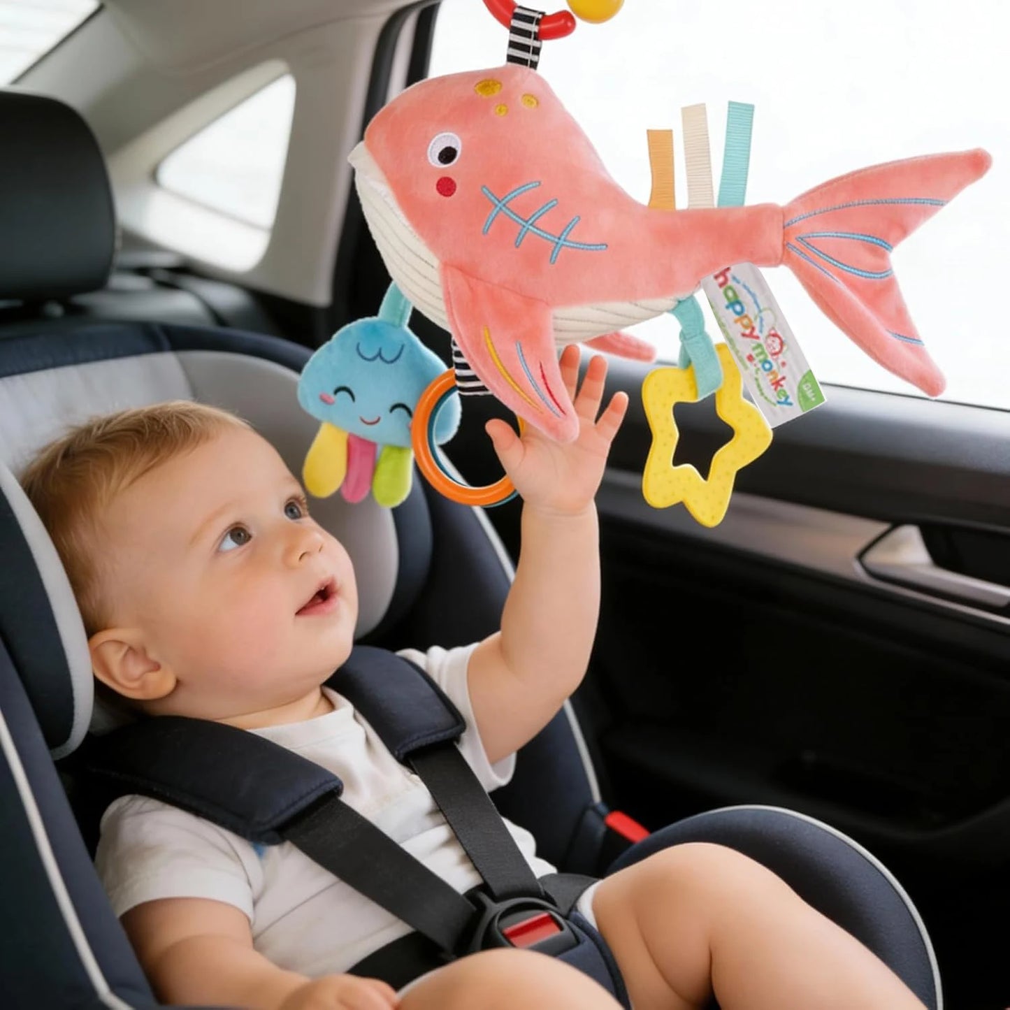 Baby Car Seat Toy Whale, Sensory Toy (0–6 Months)