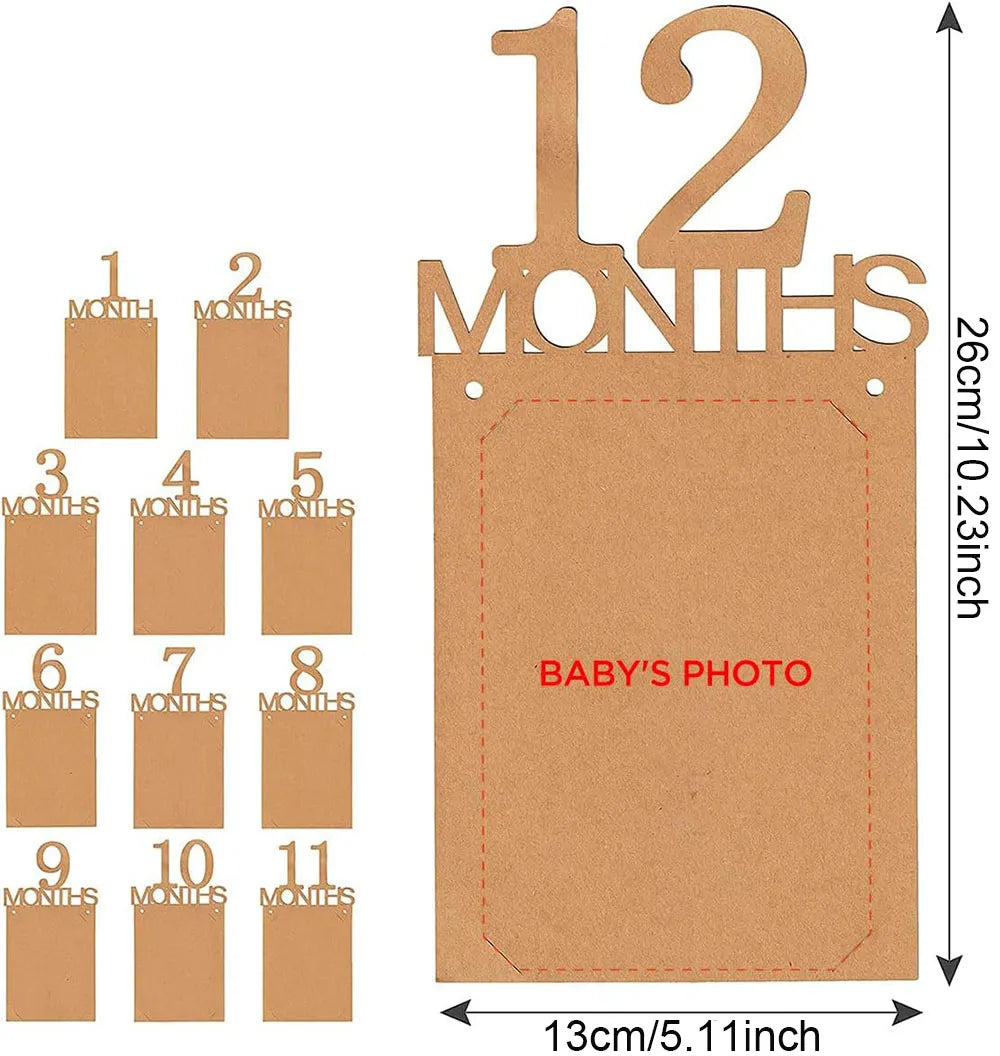 Baby First Birthday Banner – 1–12 Month Photo Growth Record