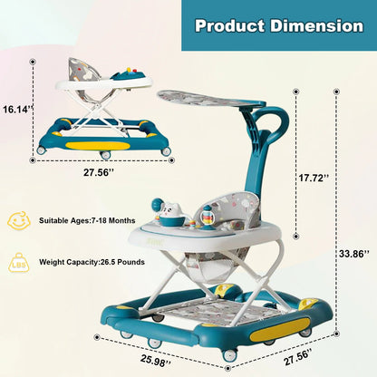 6-in-1 Anti-Rollover Baby Walker & Activity Center