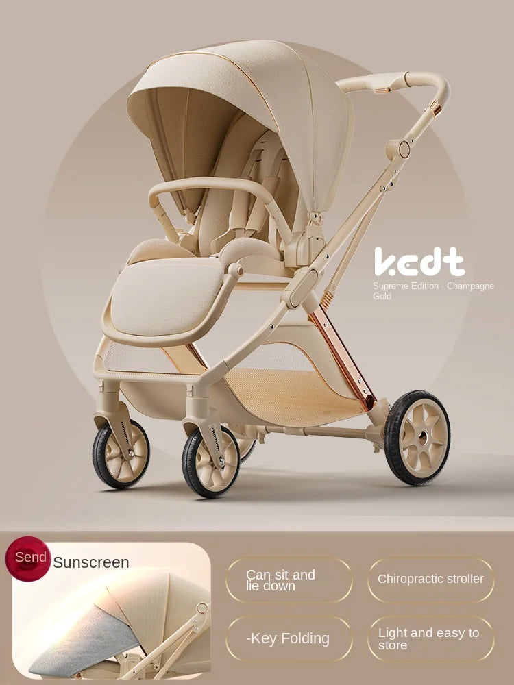 Lightweight Folding Baby Stroller. Two-way Push Anti Vibration Wheels