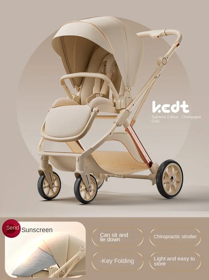 Lightweight Folding Baby Stroller. Two-way Push Anti Vibration Wheels