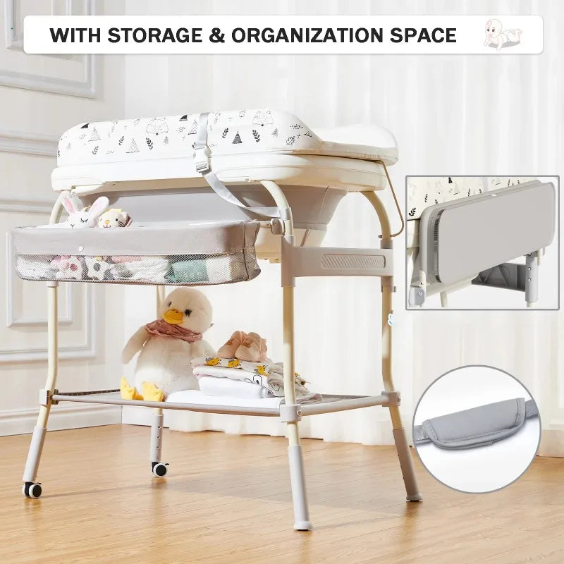 Portable Infant Changing Station with Bath & Storage