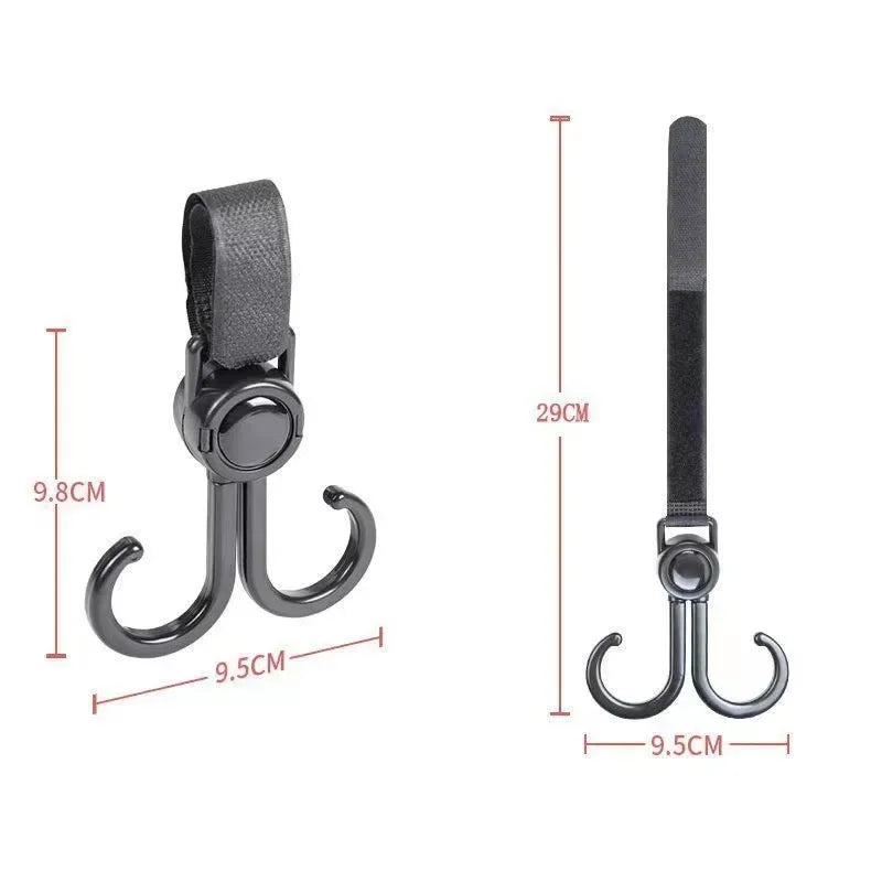2pcs Baby Stroller Hook Rotatable Two Hooks Multifunctional Portable Plastic Hook Shopping Prop Strollers Accessories