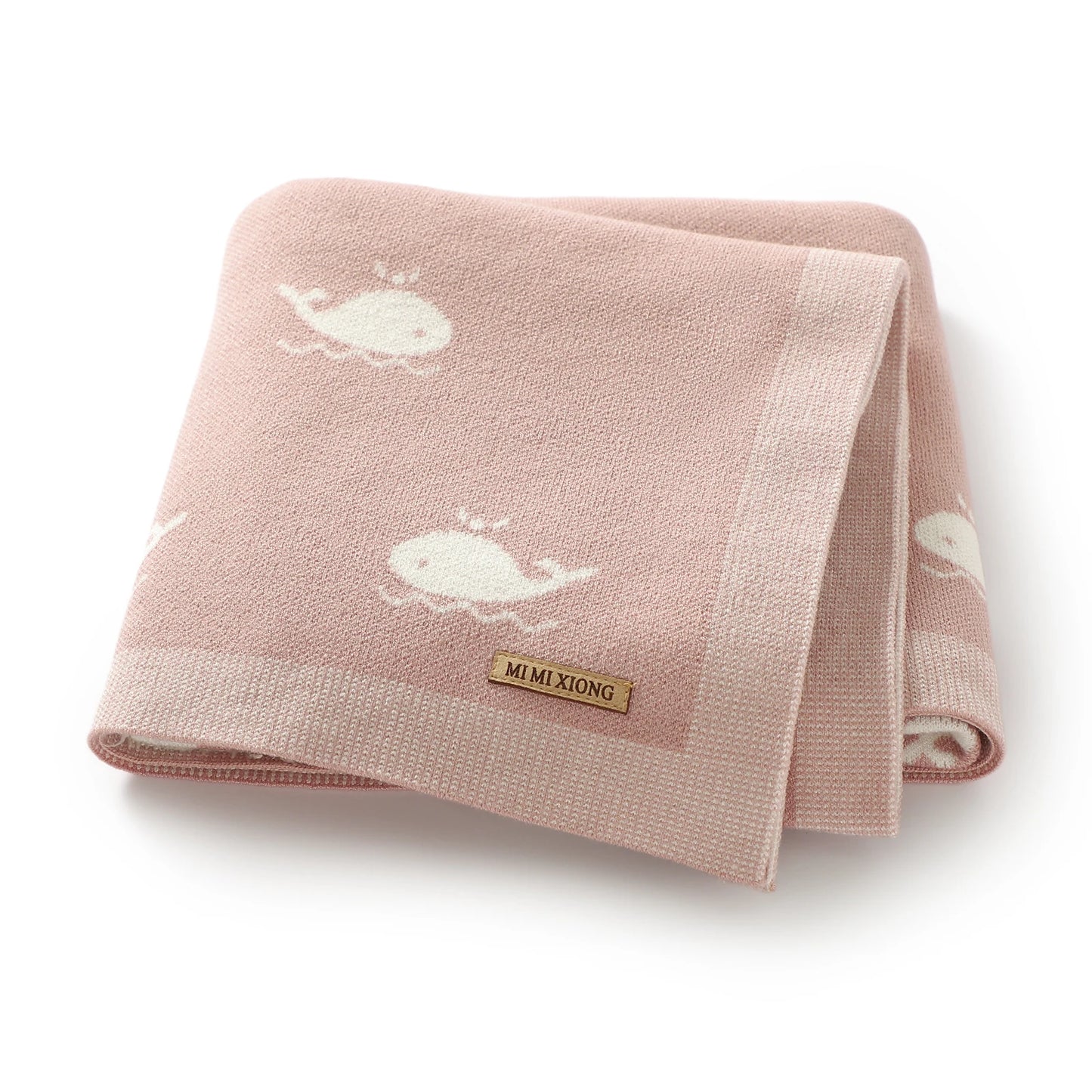 Super Soft Knitted Whale Baby Blanket & Swaddle (90x70cm)