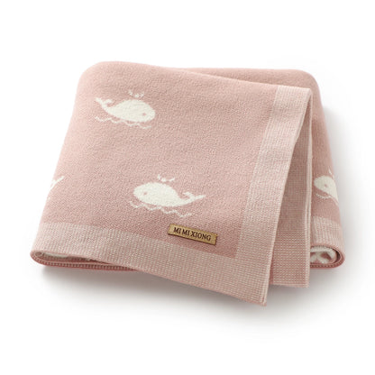 Super Soft Knitted Whale Baby Blanket & Swaddle (90x70cm)