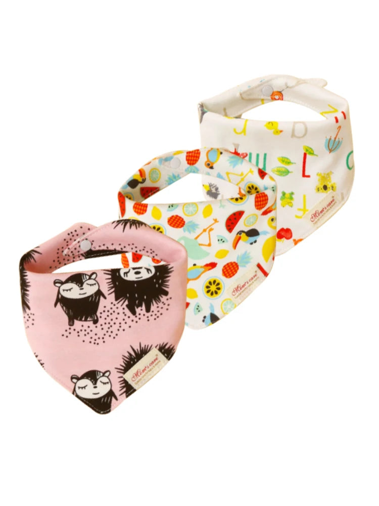 Comfy & Adjustable 3-Pack Cotton Baby Feeding Bibs
