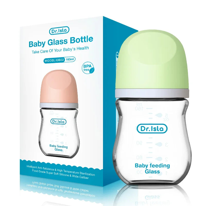 Infant Glass Baby Bottles (Anti-Colic, Two Sizes)