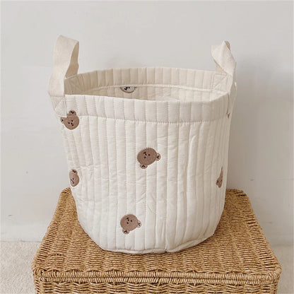 Embroidered Cotton Crib Diaper & Toy Organizer Bag