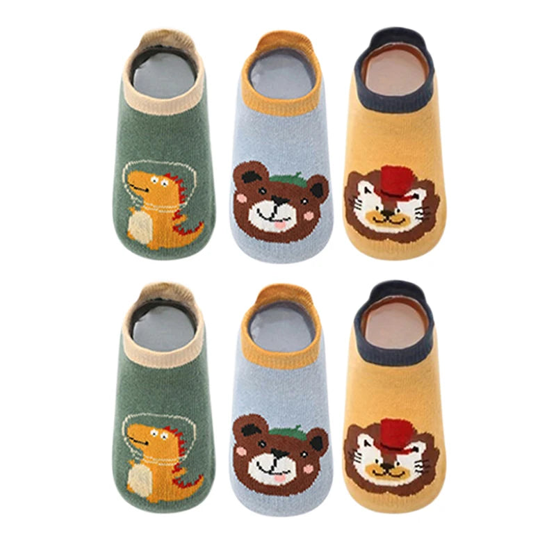 6-Pack Cute Cartoon Anti-Slip Socks for Toddlers & Kids