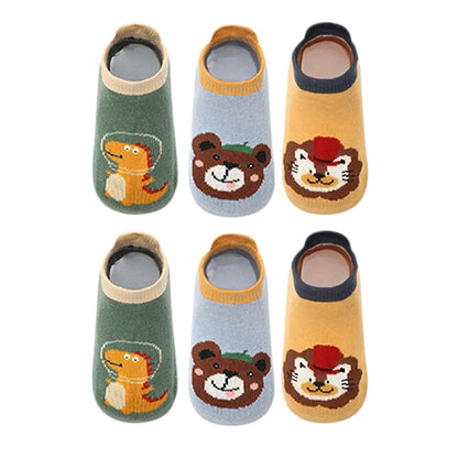 6-Pack Cute Cartoon Anti-Slip Socks for Toddlers & Kids