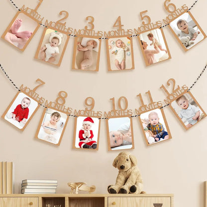 Baby First Birthday Banner – 1–12 Month Photo Growth Record
