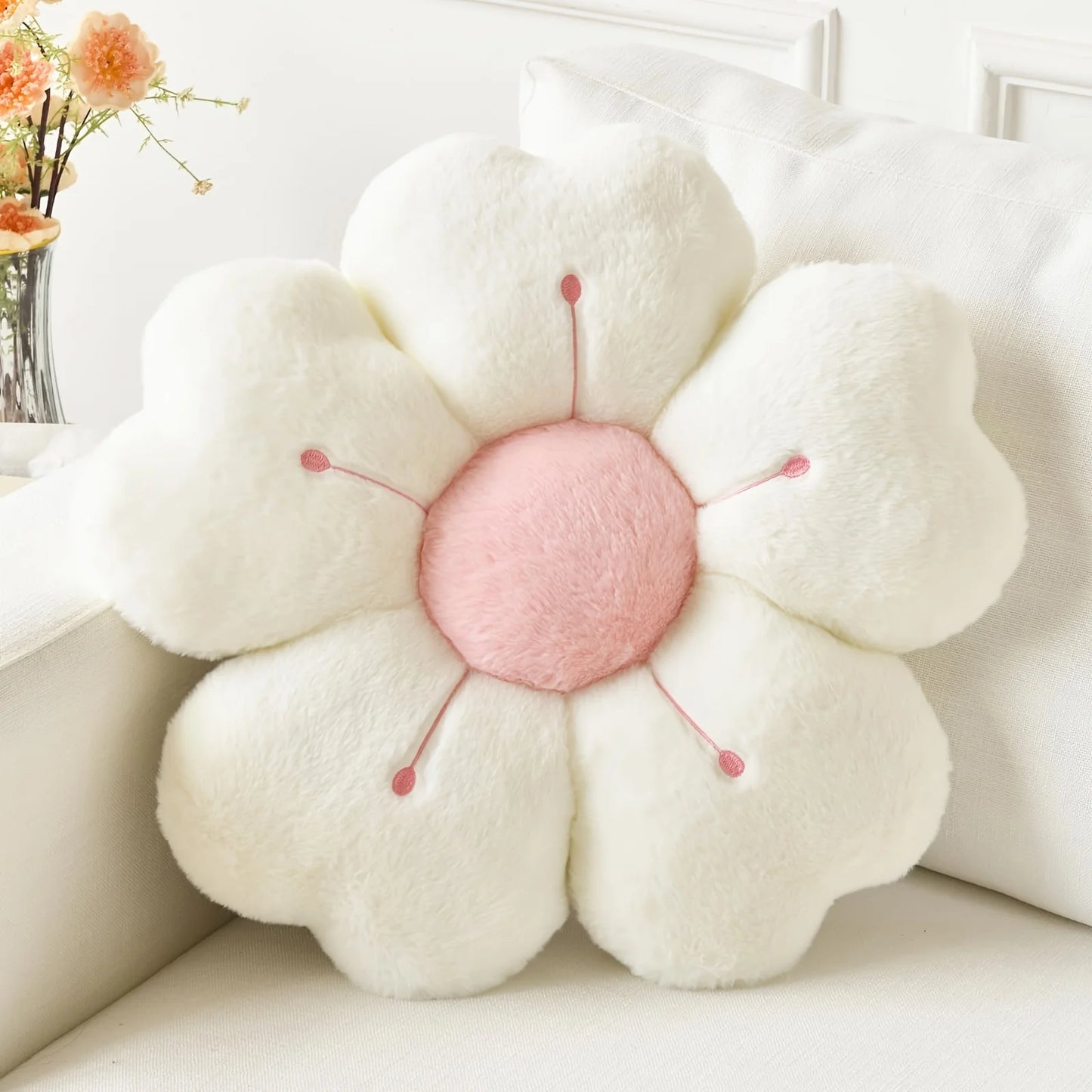 Plush Daisy Flower Pillow – Cute Cozy Cushion for Bed & Sofa