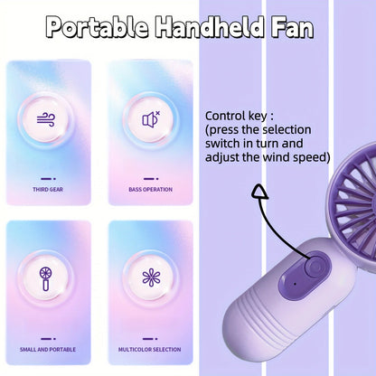 Mini Portable Handheld Fan: 3-Speed USB Rechargeable