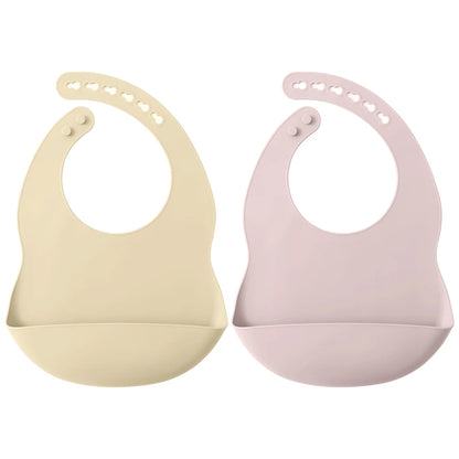 2-Pack Waterproof Silicone Baby Bibs | Easy-Clean Infant Feeding Set