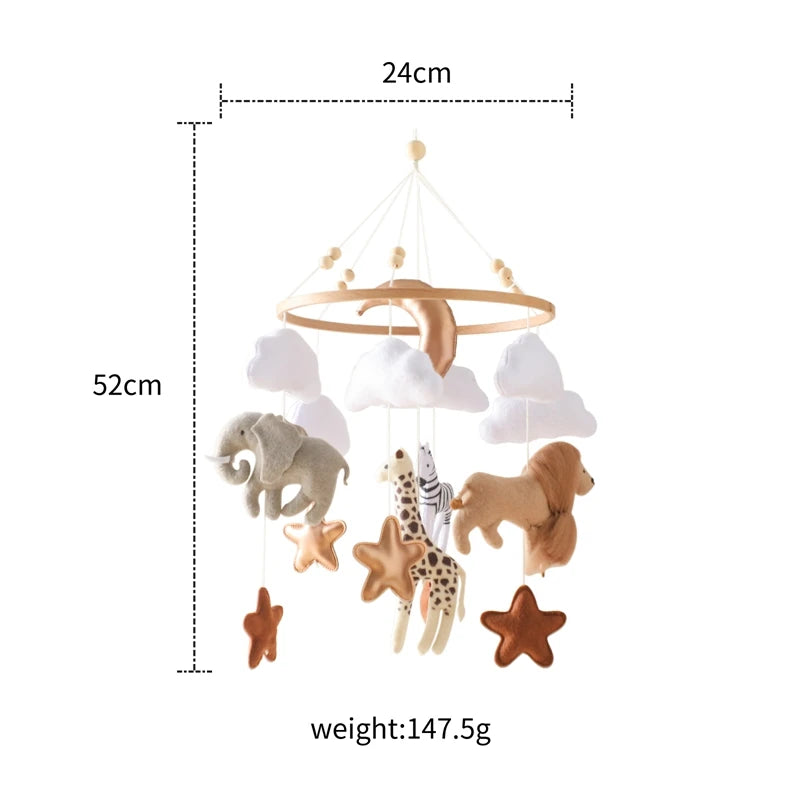 Soft Felt & Wooden Animal Baby Crib Mobile with Music