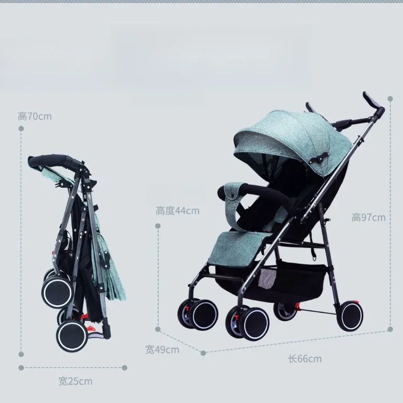 New One-Button Folding Stroller with Shock Absorption