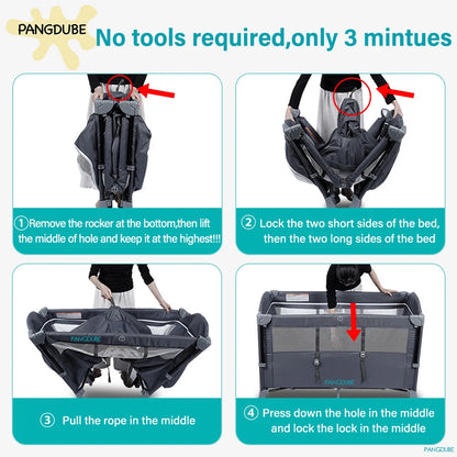 PANGDUBE 4-in-1 Baby Crib & Playpen