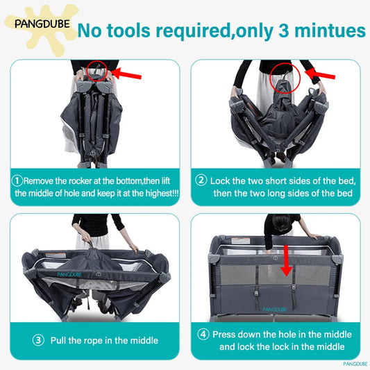 PANGDUBE 4-in-1 Baby Crib & Playpen