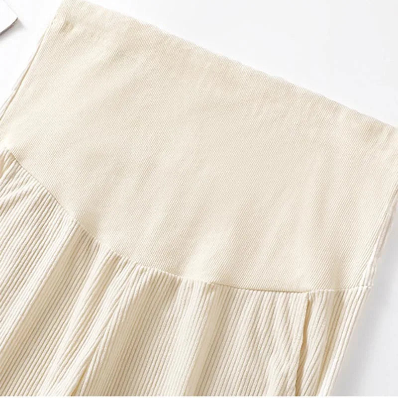 Winter Plus Velvet Corduroy Wide Leg Maternity Pants