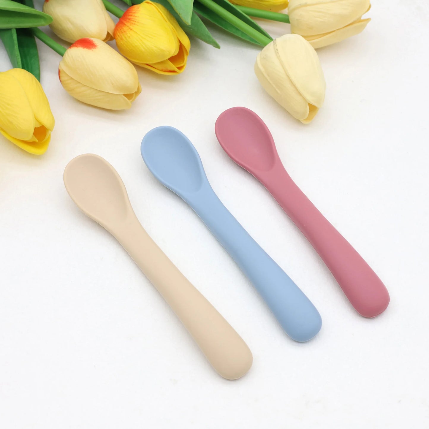 3Pcs Soft Silicone Baby Spoons