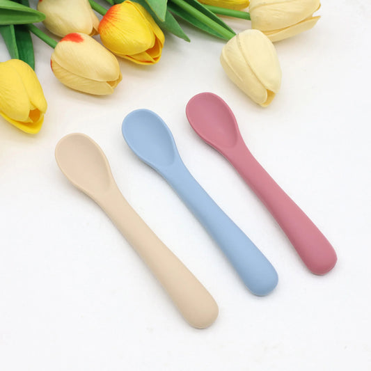 3Pcs Soft Silicone Baby Spoons