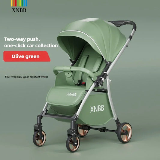 New One-Button Folding Stroller with Shock Absorption