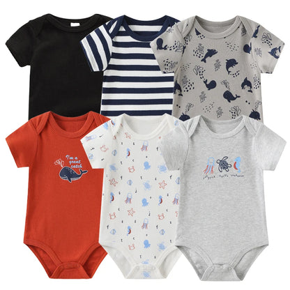 Cute Cartoon & Solid Color Bodysuits for Baby Boys & Girls