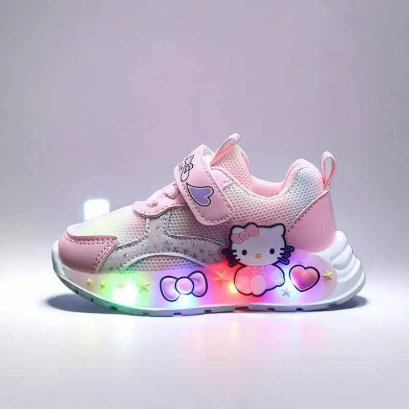 Kids' Light-Up Cartoon Mesh Shoes (Pink/Purple)