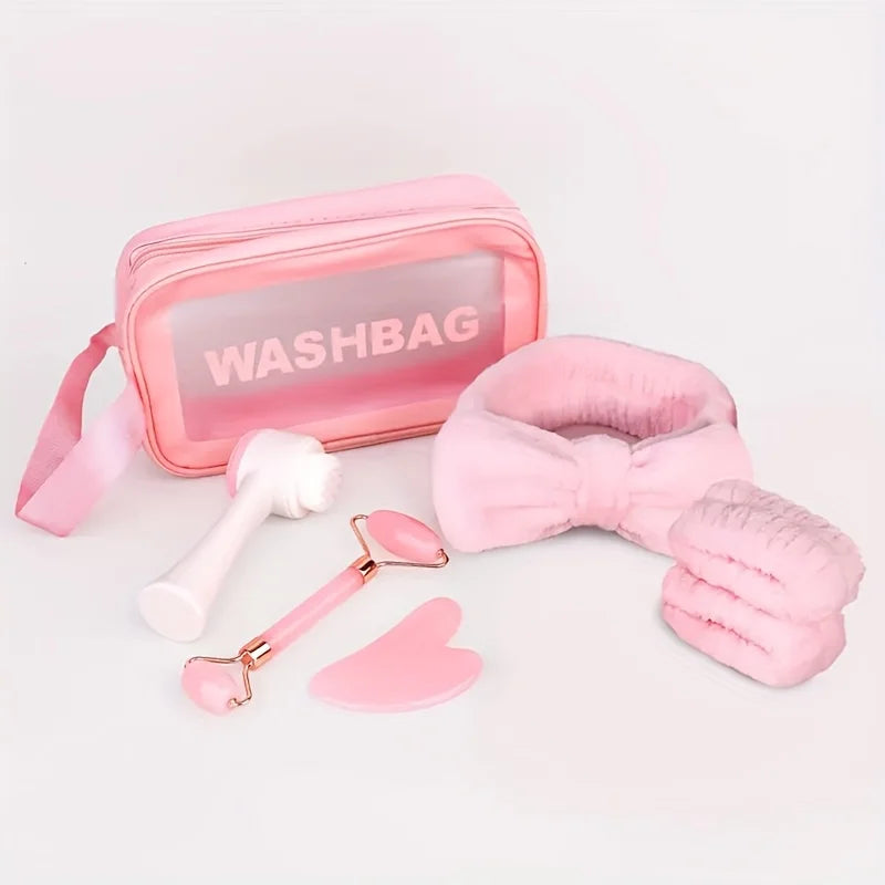 7-in-1 Facial Cleansing & Massage Set: Roller & Gua Sha Kit