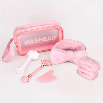 7-in-1 Facial Cleansing & Massage Set: Roller & Gua Sha Kit