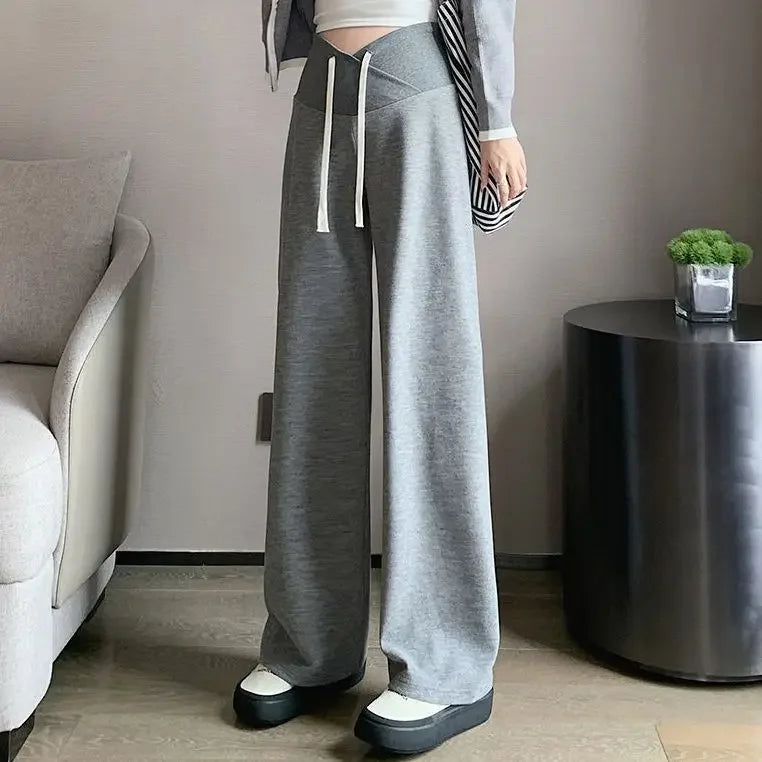 Maternity Low-Waisted Thin Wide-Leg Pants