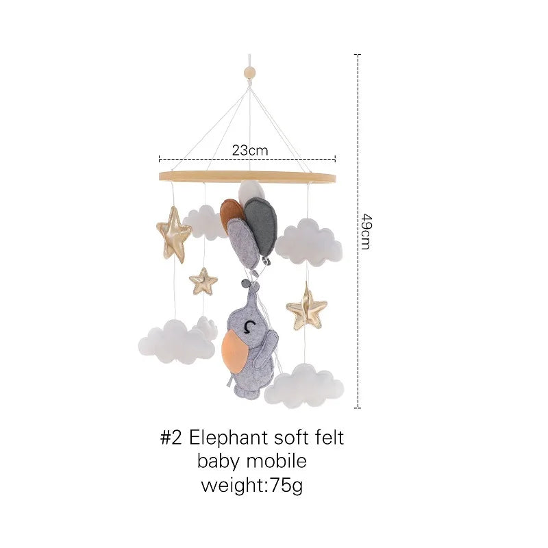 Soft Felt & Wooden Animal Baby Crib Mobile with Music