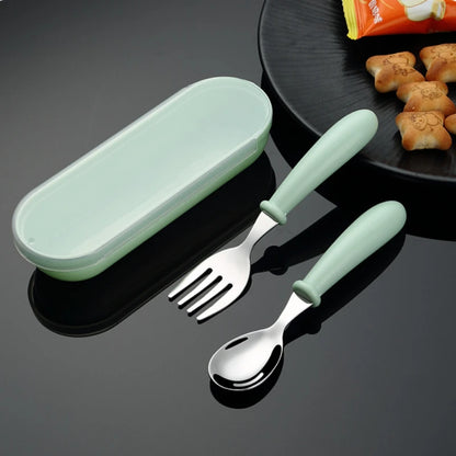 Kids' Fun Stainless Steel Feeding Utensils (Spoon & Fork)