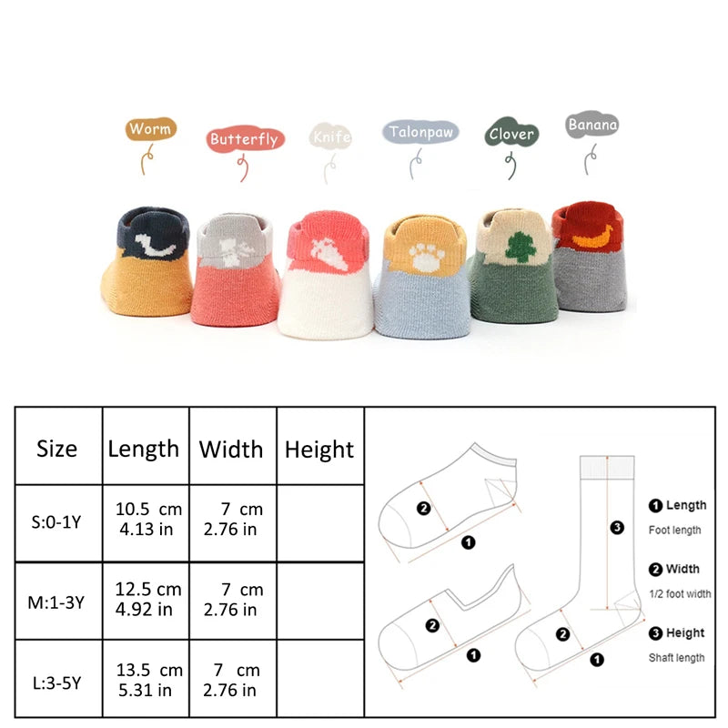 6-Pack Cute Cartoon Anti-Slip Socks for Toddlers & Kids