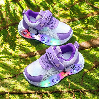 Kids' Light-Up Cartoon Mesh Shoes (Pink/Purple)