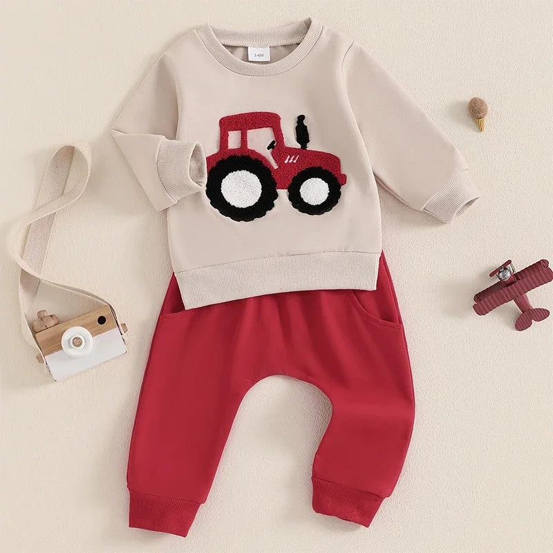 2pc Tractor Sweatshirt & Pants Set for Baby Boy (0-3 Years)