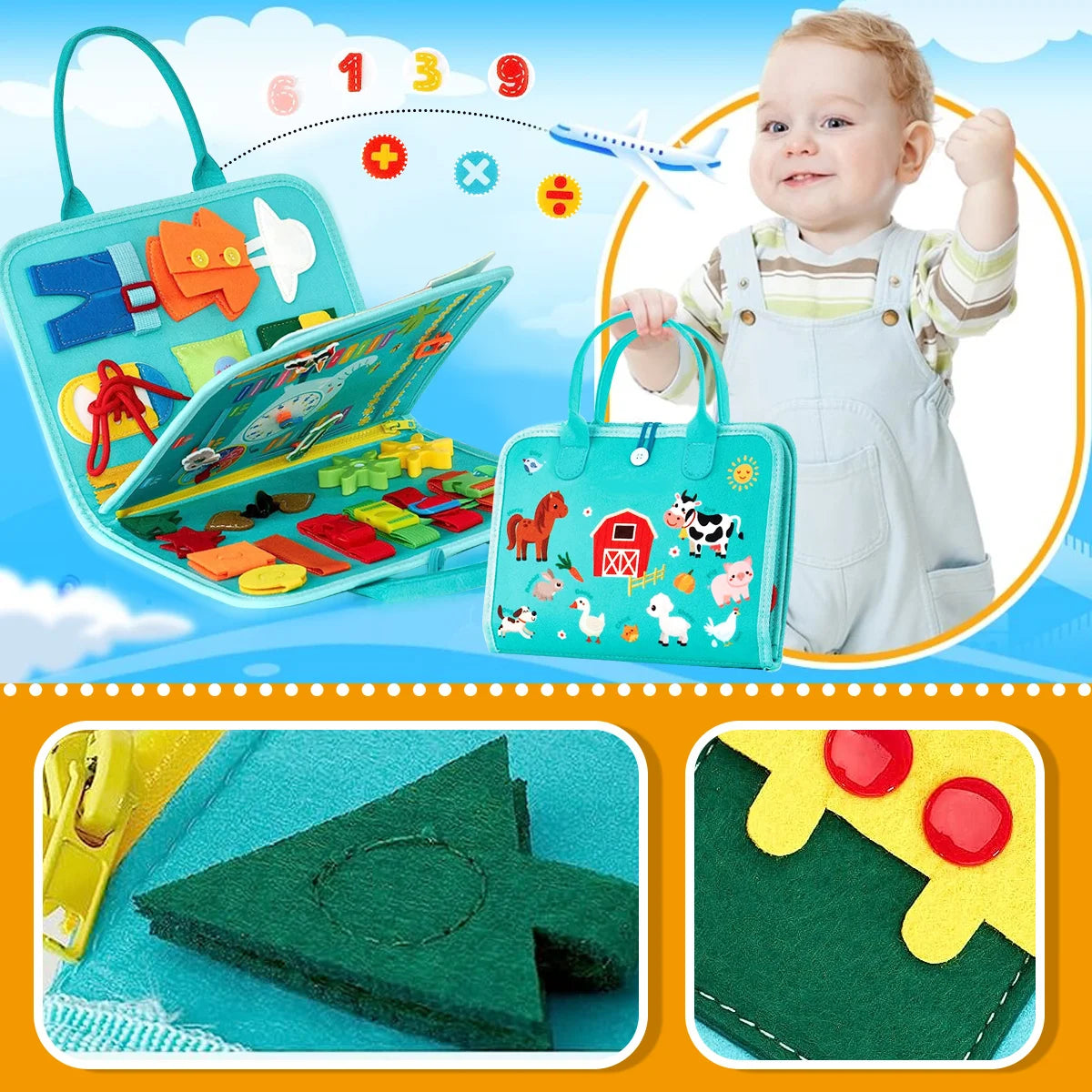 Baby Busy Board Sensory Toy for Fine Motor Skills
