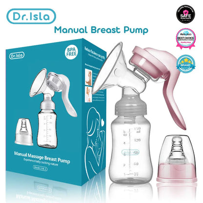 Postpartum Manual Breast Pump with Nipple Suction & Milk Bottle