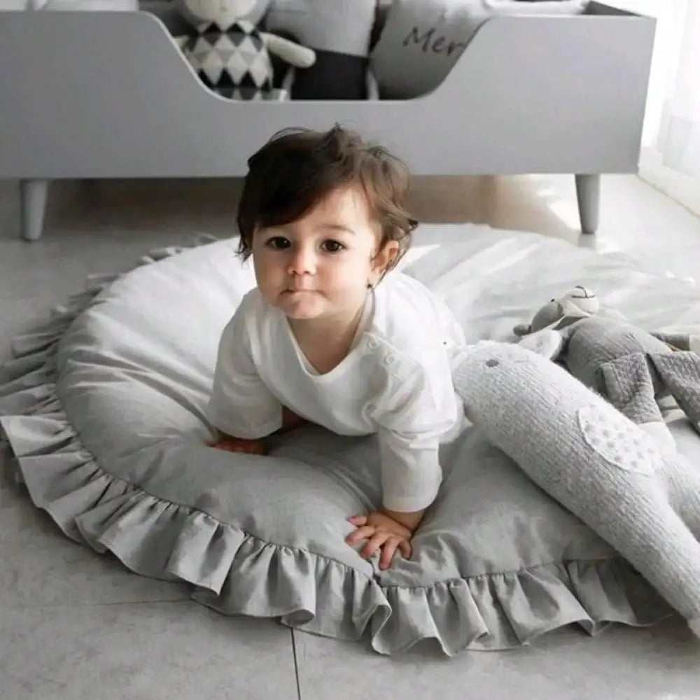 Soft Cotton Padded Baby Play Mat & Floor Carpet (Lace Trim)